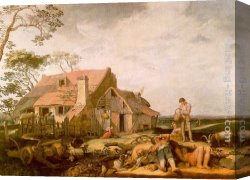 Peasant Canvas Paintings - Landscape with Peasants Resting by Abraham Bloemaert