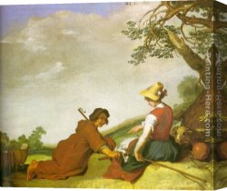 Bloemaert Canvas Paintings - Shepherd and Sherpherdess by Abraham Bloemaert