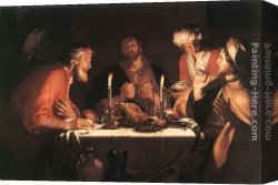 The Supper at Emmaus Canvas Paintings - The Emmaus Disciples by Abraham Bloemaert
