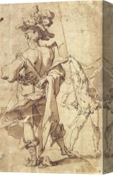 Bloemaert Canvas Paintings - Warrior and Young Standard-Bearer by Abraham Bloemaert