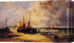 Coming Canvas Paintings - Coming Ashore by Abraham Hulk Snr