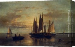 Arabs Crossing The Desert Canvas Paintings - Crossing The Harbor by Abraham Hulk Snr