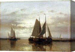 Calm Canvas Paintings - Fishing In A Calm by Abraham Hulk Snr
