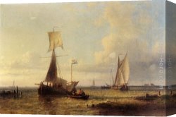 Calm Canvas Paintings - Shipping In A Calm by Abraham Hulk Snr