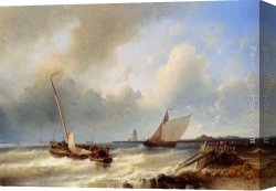 Coast Canvas Paintings - Shipping Off The Dutch Coast by Abraham Hulk Snr