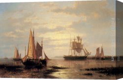 Abraham Canvas Paintings - Twilight Sails by Abraham Hulk Snr