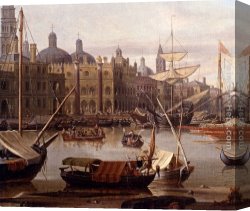 Canal Canvas Paintings - A Capriccio Of The Grand Canal, Venice - detail by Abraham Jansz Storck