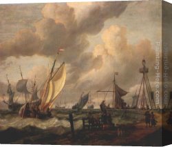 Abraham Canvas Paintings - Shipping by Abraham Jansz Storck