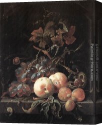 Tunas Still Life with Prickly Pear Fruit Canvas Paintings - Still-Life with Fruits by Abraham Mignon