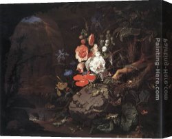 Abraham Canvas Paintings - The Nature as a Symbol of Vanitas by Abraham Mignon