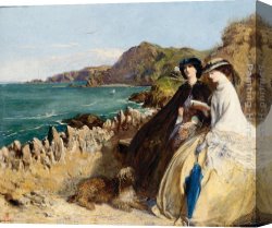 Abraham Canvas Paintings - By the Seaside by Abraham Solomon