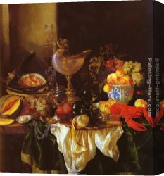 The Stirrup Cup Canvas Paintings - A Still Life with a Nautilus Cup by Abraham van Beyeren