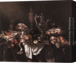 Abraham Canvas Paintings - Banquet Still-Life by Abraham van Beyeren