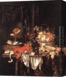 Abraham Canvas Paintings - Banquet Still-Life with a Mouse by Abraham van Beyeren