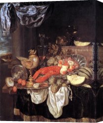 Abraham Canvas Paintings - Large Still-life with Lobster by Abraham van Beyeren