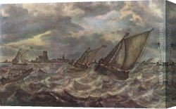 Rough Canvas Paintings - Rough Sea by Abraham van Beyeren