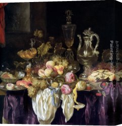 Abraham Canvas Paintings - Still Life of Bowls by Abraham van Beyeren