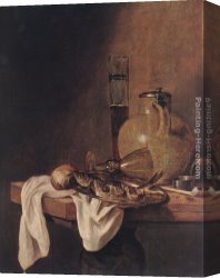 Sunny Breakfast Canvas Paintings - The Breakfast by Abraham van Beyeren