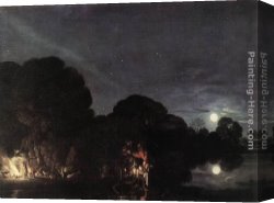 Adam Elsheimer Canvas Paintings - Flight into Egypt by Adam Elsheimer
