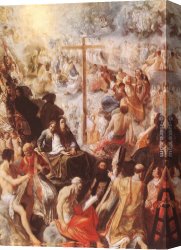 Cross in The Wilderness Canvas Paintings - Glorification of the Cross by Adam Elsheimer