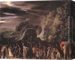Adam Elsheimer Canvas Paintings - St Paul at Malta by Adam Elsheimer