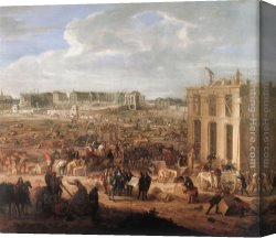 Der Jubil Canvas Paintings - Construction of the Ch&acirc;teau de Versailles by Adam Frans Van Der Meulen