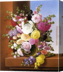 Still Life with Flowers And Fruit Canvas Paintings - Still Life of Flowers by Adelheid Dietrich