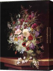 Still Life with Flowers And Fruit Canvas Paintings - Still Life with Flowers by Adelheid Dietrich