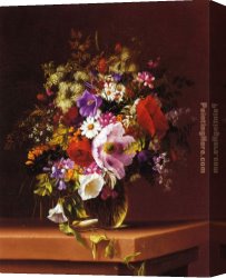 Glass Canvas Paintings - Wildflowers in a Glass Vase by Adelheid Dietrich