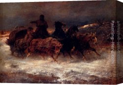 Winter Canvas Paintings - A Troika In Winter by Adolf Schreyer