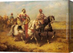 Arabs I Cemetery Canvas Paintings - Arab Chieftain and his Entourage by Adolf Schreyer