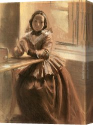 Blick Uber Die Sierra Nevada Canvas Paintings - Emilie, Die Schwester Menzels by Adolph von Menzel