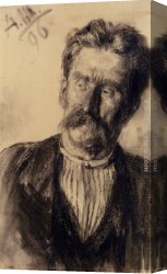 Man with Scythe Canvas Paintings - Head Of A Man by Adolph von Menzel