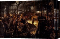Adolph Canvas Paintings - The Foundry by Adolph von Menzel