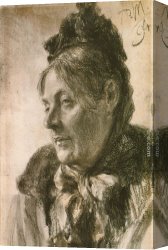 Head Canvas Paintings - The Head of a Woman by Adolph von Menzel