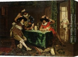 Lesrel Canvas Paintings - A Game of Cards by Adolphe Alexandre Lesrel