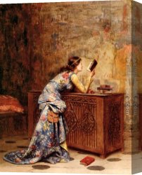 Lesrel Canvas Paintings - Captivated by Adolphe Alexandre Lesrel