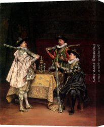 Lesrel Canvas Paintings - Discussing The Day's Shoot by Adolphe Alexandre Lesrel