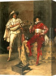 Lesrel Canvas Paintings - Gentlemen's Pleasures by Adolphe Alexandre Lesrel