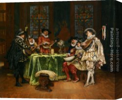 Lesrel Canvas Paintings - Interior with Troubadours by Adolphe Alexandre Lesrel