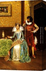 Attentive Canvas Paintings - The Attentive Courtier by Adolphe Alexandre Lesrel