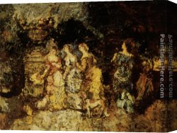 Adolphe Canvas Paintings - Fete Galante by Adolphe Monticelli
