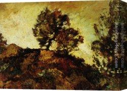 Rocky Coast Canvas Paintings - Rocky Landscape by Adolphe Monticelli