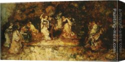 The Theatre Des Varietes Canvas Paintings - Scene de Theatre by Adolphe Monticelli