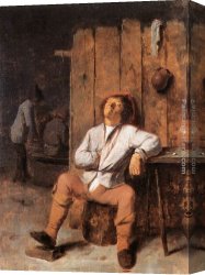 Adriaen Canvas Paintings - A Boor Asleep by Adriaen Brouwer