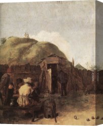 Adriaen Canvas Paintings - Seated Drinkers by Adriaen Brouwer