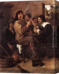 Man with Scythe Canvas Paintings - Smoking Men by Adriaen Brouwer