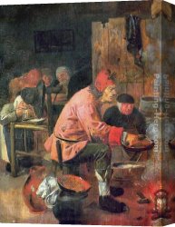Adriaen Canvas Paintings - The Pancake Baker by Adriaen Brouwer