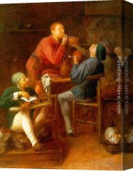 Adriaen Canvas Paintings - The Smokers by Adriaen Brouwer