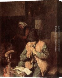 Flute Canvas Paintings - Flute Player by Adriaen van Ostade